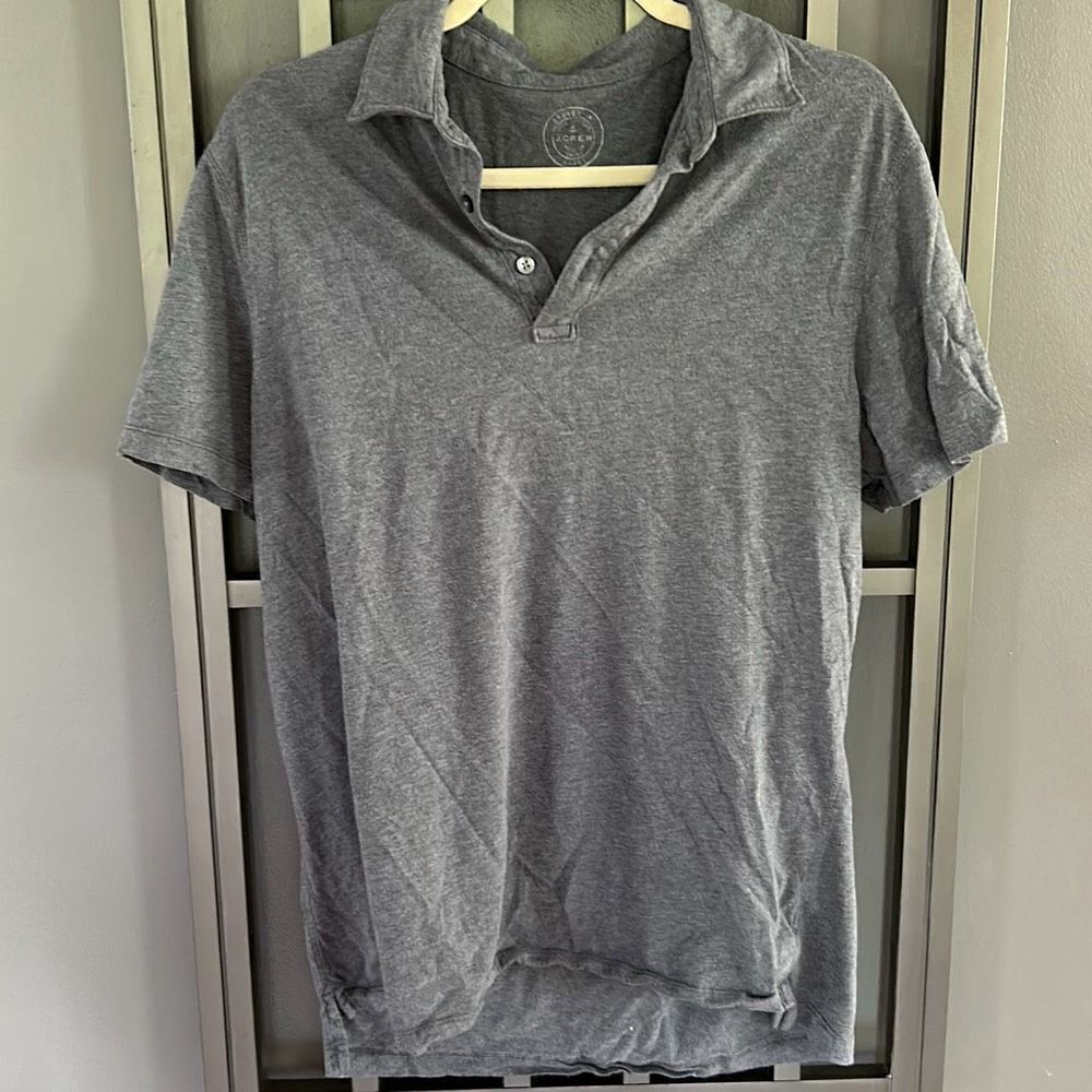 J crew gray heathered polo shirt size L